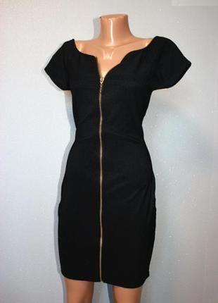Стильне коротке чорне плаття сукна- резинка в дрібний рубчик на блискавці s