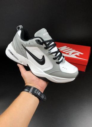 Чоловічі кросівки термо nike air monarch 1  сірі з білим