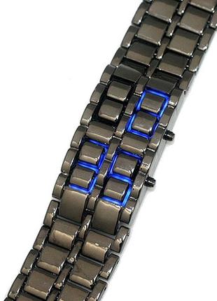 Годинник-браслет iron samurai, айрон самурай чорний з синіми світлодіодами ( код: ibw012bz )3 фото