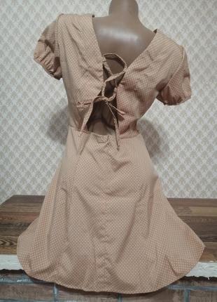 Платье в горох с шнуровкой на  спинке.5 фото