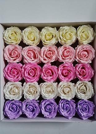 Мильні кучеряві троянди (мікс № 4759) для створення розкішних нев'янучий букетів і композицій з мила