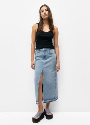 Джинсовая юбка-миди pull & bear 3396307