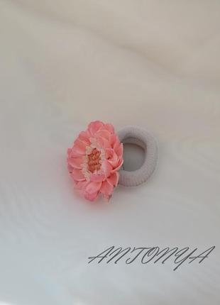 Резинка для волос розовый цветок, для волос резинка с цветами6 фото