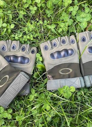 Тактические рукавицы без пальцев oakley олива xl