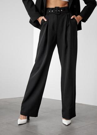 Классические женские брюки свободного кроя черные. модель 2464 фото