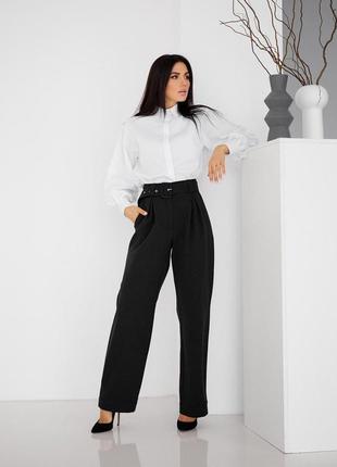 Классические женские брюки свободного кроя черные. модель 2466 фото