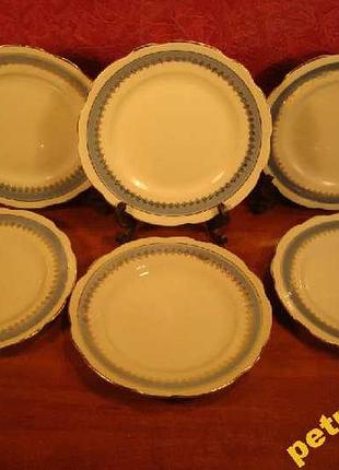 Антикварные тарелки набор 6 шт фарфор ссср коростень 1950 годов №500р