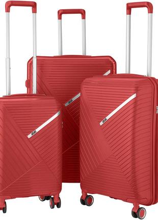 Комплект пластиковых чемоданов 2e sigma 4 колеса красный1 фото