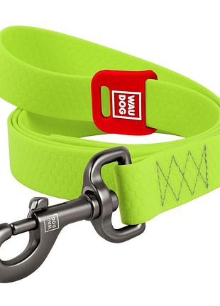 Поводок для собак водостойкий waudog waterproof, салатовый, размер: s ширина 15 мм, длина 122 см