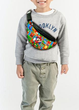 Сумка-бананка супер марио "super mario"с принтом ,35х15см,детская,молодежная