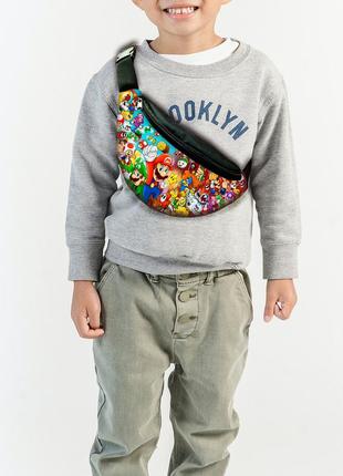 Сумка-бананка супер марио "super mario"с принтом ,35х15см,детская,молодежная