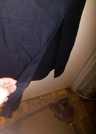 Натуральная- льняная-вискоза,длинная,чёрная юбка с разрезом,большого рамера5 фото
