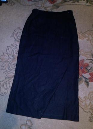 Натуральная- льняная-вискоза,длинная,чёрная юбка с разрезом,большого рамера3 фото