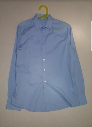 Классическая школьная рубашка голубого цвета на рост 1525 фото