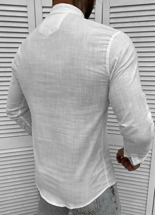 Мужская вышитая рубашка vareti на длинный рукав / стильная вышиванка в белом цвете размер s3 фото