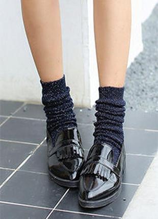 Чорні жіночі шкарпетки з золотим люрексом