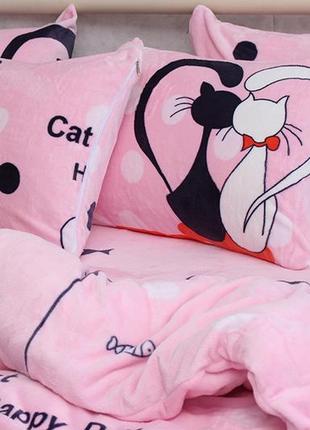 Теплое постельное белье котики
