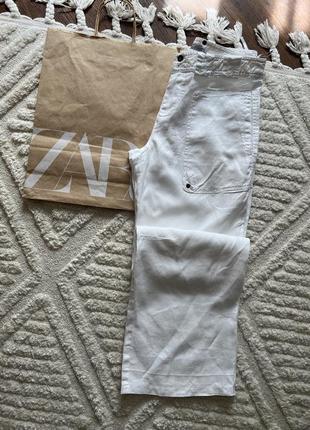Жіночі білі льняні брюки в стилі zara h&m