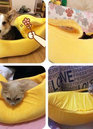 Лежанка будиночок для кота, собаки "банан"5 фото