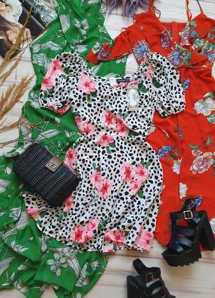 Цветочно леопардовое летнее платье клеш4 фото