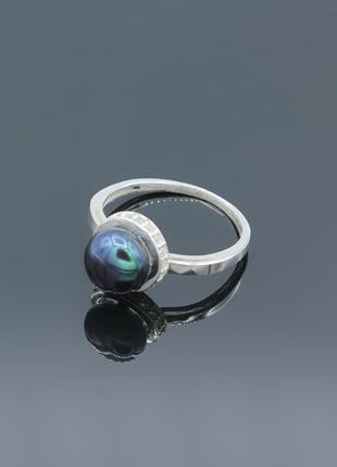 Серебряное кольцо с жемчугом дама