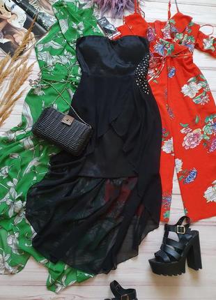 Шифоновое вечернее платье с шлейфом и корсетом9 фото