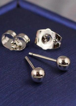 Серьги гвоздики xuping jewelry шарики 4 мм  серебристые