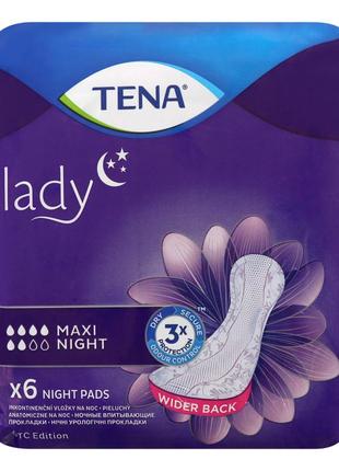 Прокладки урологічні tena lady maxi night жіночі 6 шт (7322541120850)