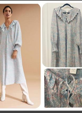 Платье h&m, длинное платье с воротником