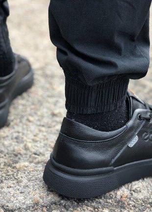 Стильные базовые черные кроссовки мужские, весенние-осенни, демисезон, кожаные/кожа-мужская обувь2 фото