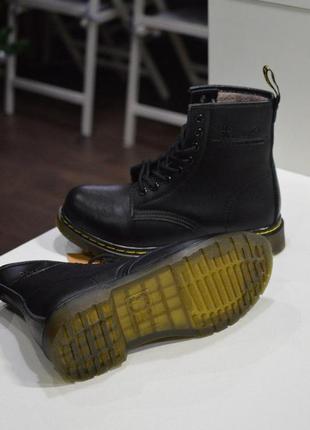 Кожаные женские ботинки dr.martens classic с мехом6 фото