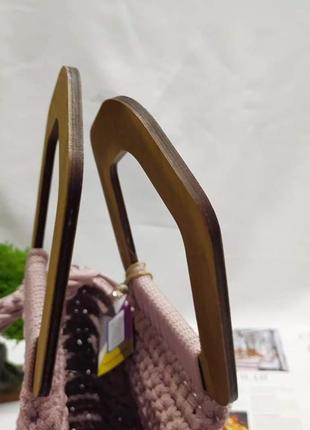 ✅вязаная сумка/трендовая сумка/сумка с деревянными ручками6 фото