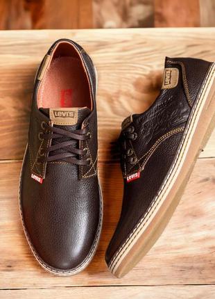 Стильные классические коричневые туфли мужские, весенние-осенни, демисезон, кожаные/кожа-мужская обувь2 фото