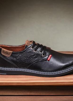 Стильные классические черные туфли мужские, весенние-осенни, демисезон, кожаные/кожа-мужская обувь2 фото