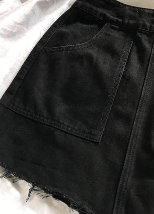 Джинсовая юбка с карманами3 фото