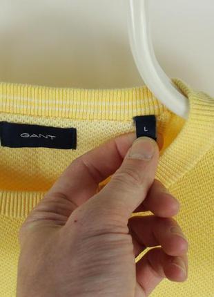 Яркий брендовый джемпер gant cotton pique yellow jumper5 фото