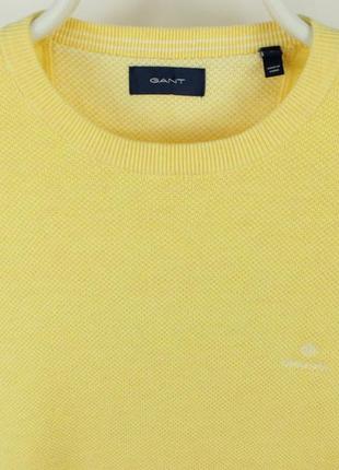 Яркий брендовый джемпер gant cotton pique yellow jumper4 фото