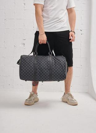 Класична дорожня сумка louis vuitton чорні з сірими клітини / матеріал: шкірозамінник високої якості