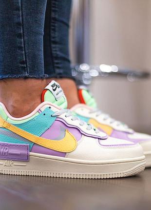 Nike air force shadow кроссовки бежевые женские кожаные топ найк форс шадоу кеды осенние