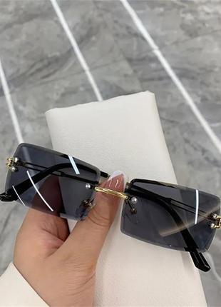 Окуляри 💎 очки uv400 без оправи чорні темні сонцезахисні стильні модні нові