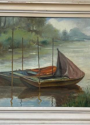 Живописная картина "лодки"