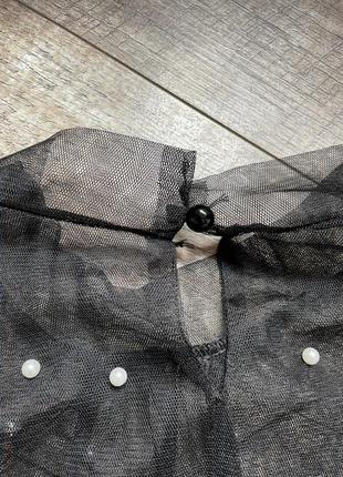 Очень красивая нарядная блуза кофта прозрачная сетка с жемчугом3 фото