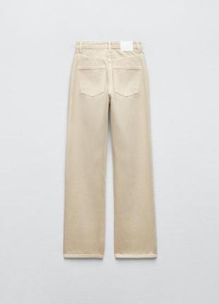 Zara джинсы свежая коллекция, бежевые на высокой посадке, тренд, брюки, штаны6 фото