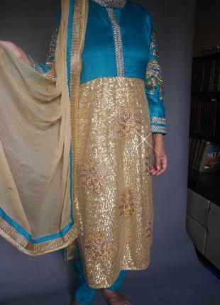 Индийский восточный костюм, пентджаби, туника, сари.3 фото