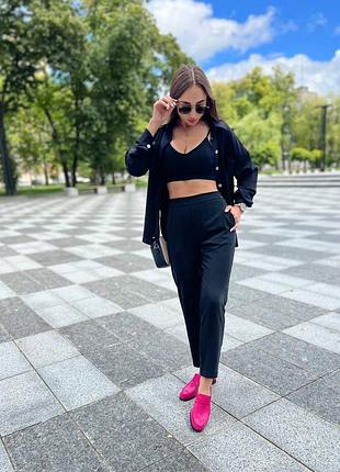 Классические замшевые лоферы фуксия