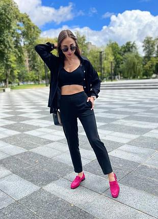 Классические замшевые лоферы фуксия