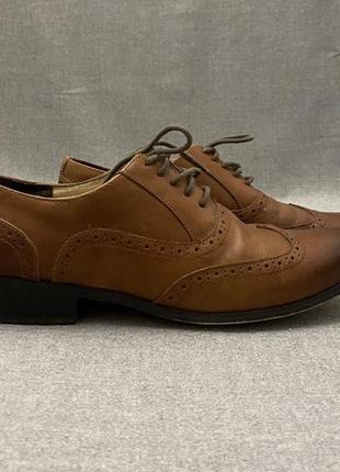 Кожаные женские туфли броги, оксфорды, clarks, оригинал, коричневые, размер 385 фото
