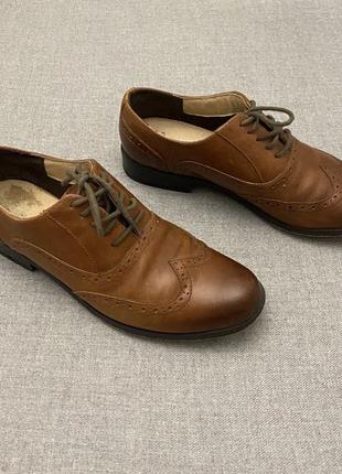 Шкіряні туфлі броги, оксфорди, clarks, оригінал, коричневі, розмір 38