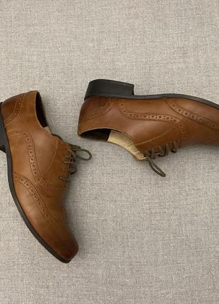 Кожаные женские туфли броги, оксфорды, clarks, оригинал, коричневые, размер 384 фото