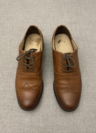 Кожаные женские туфли броги, оксфорды, clarks, оригинал, коричневые, размер 382 фото